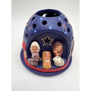 Nativity Scene Tealight Holder Ceramic Christmas Decor Star Moon
